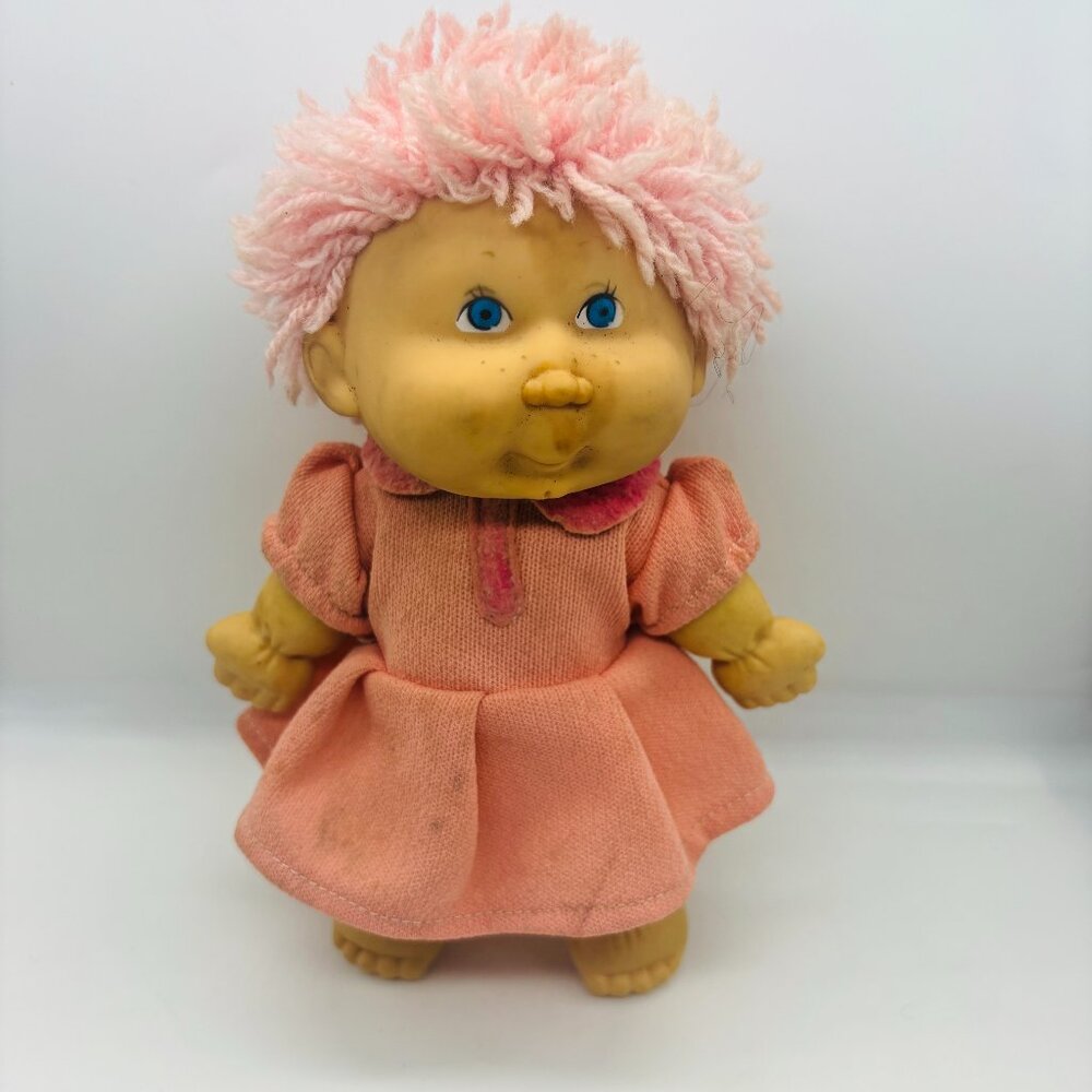 Cabbage Patch Kids Play Along Cloth Body Doll Pink Yarn Hair Pink Dress 2004